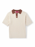 The Elder Statesman - Beach Guy Ribbed Cotton Polo Shirt - Neutrals