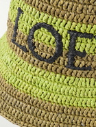 LOEWE - Logo-Embroidered Striped Raffia Bucket Hat - Green