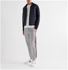 Moncler - Panelled Wool-Blend and Quilted Shell Down Bomber Jacket - Blue