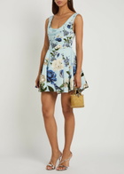Alice + Olivia Estrella Floral-print Crepe Mini Dress Blue