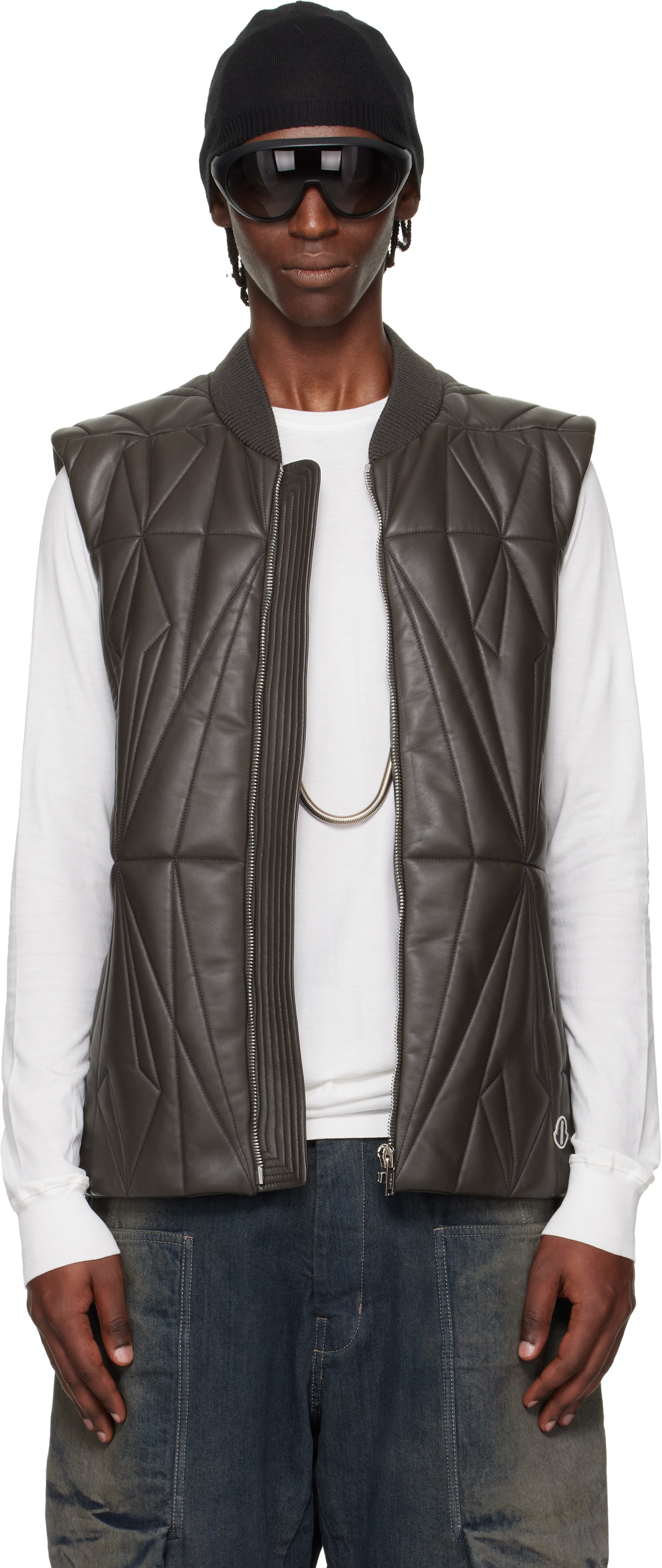Rick Owens Moncler + Rick Owens Brown Geocamo Flight Vest