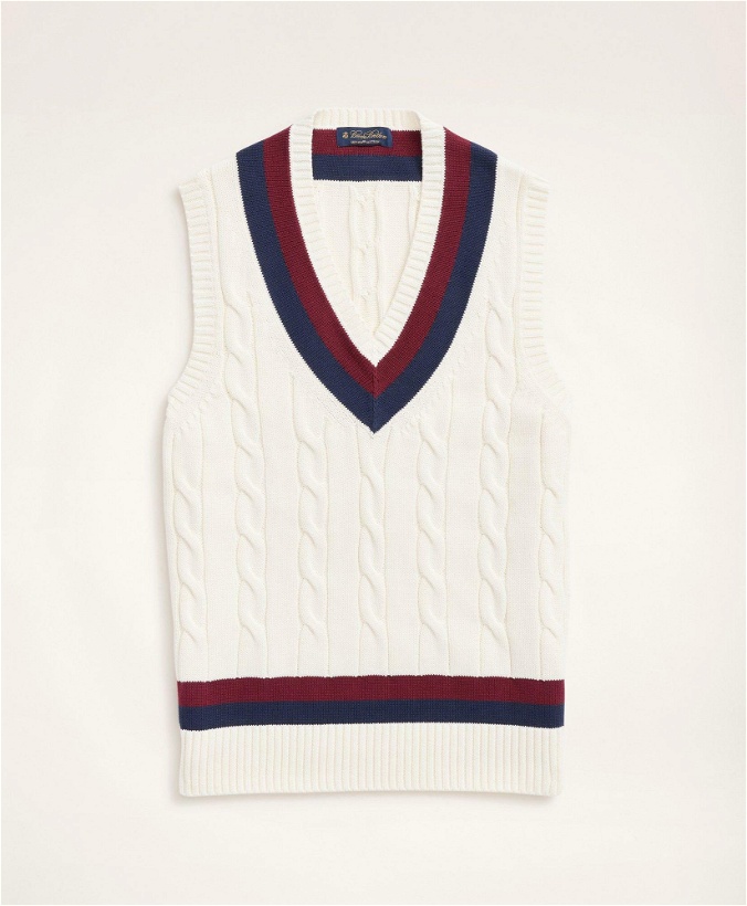Photo: Brooks Brothers Men's Supima Cotton Cable Tennis Sweater Vest | Ivory