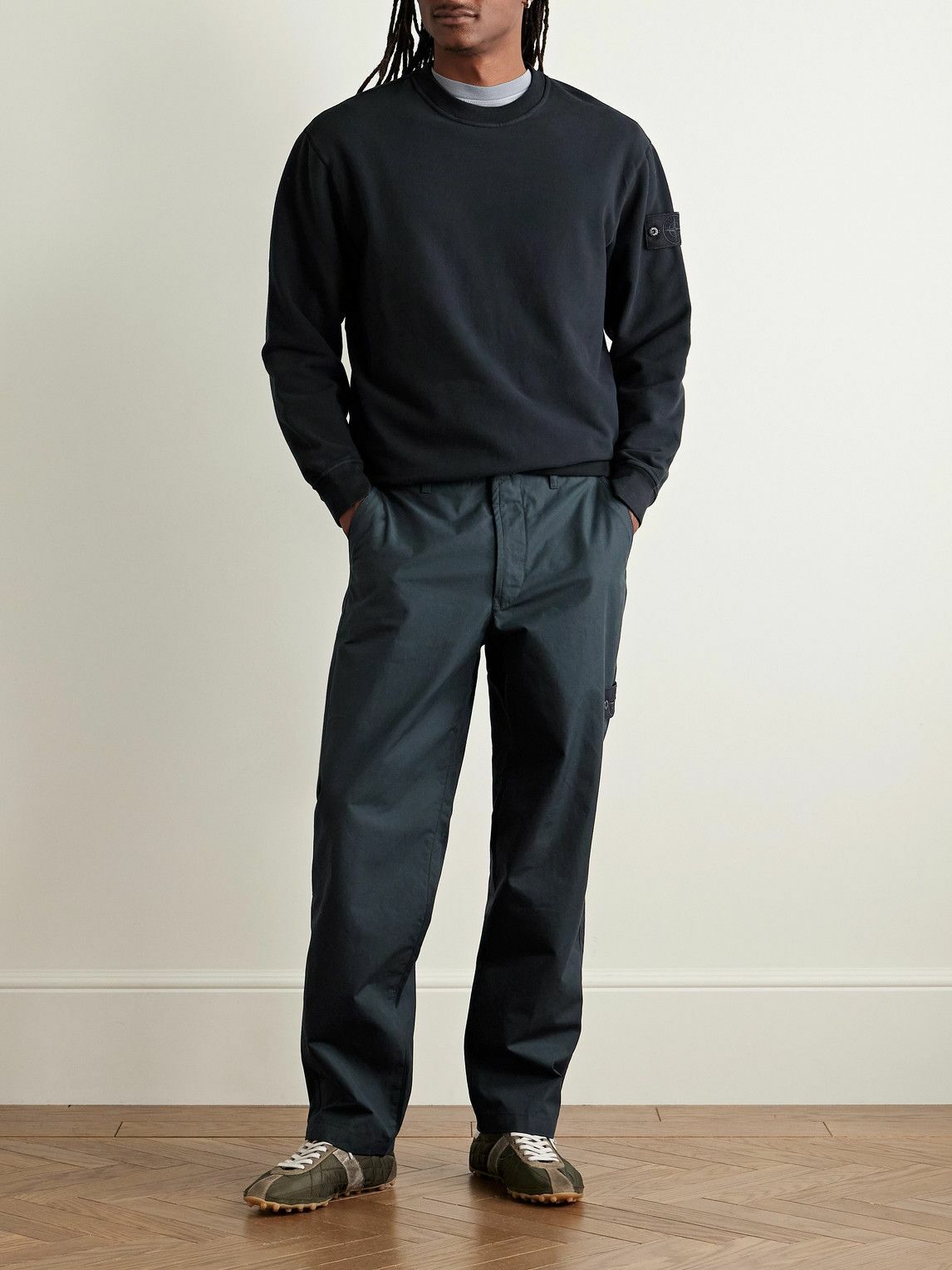Stone Island - Ghost Straight-Leg Logo-Appliquéd Organic Cotton Chinos - Blue