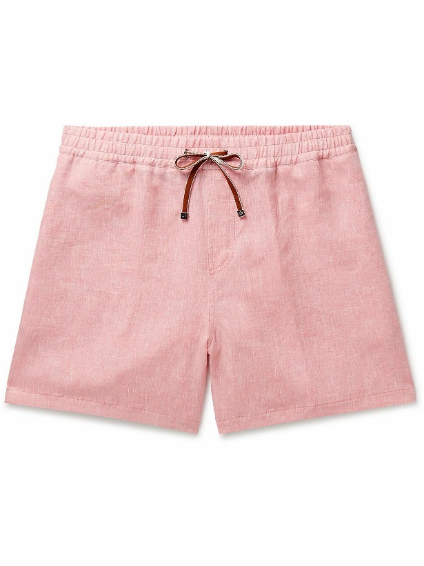Photo: Loro Piana - Arizona Straight-Leg Linen Drawstring Bermuda Shorts - Pink