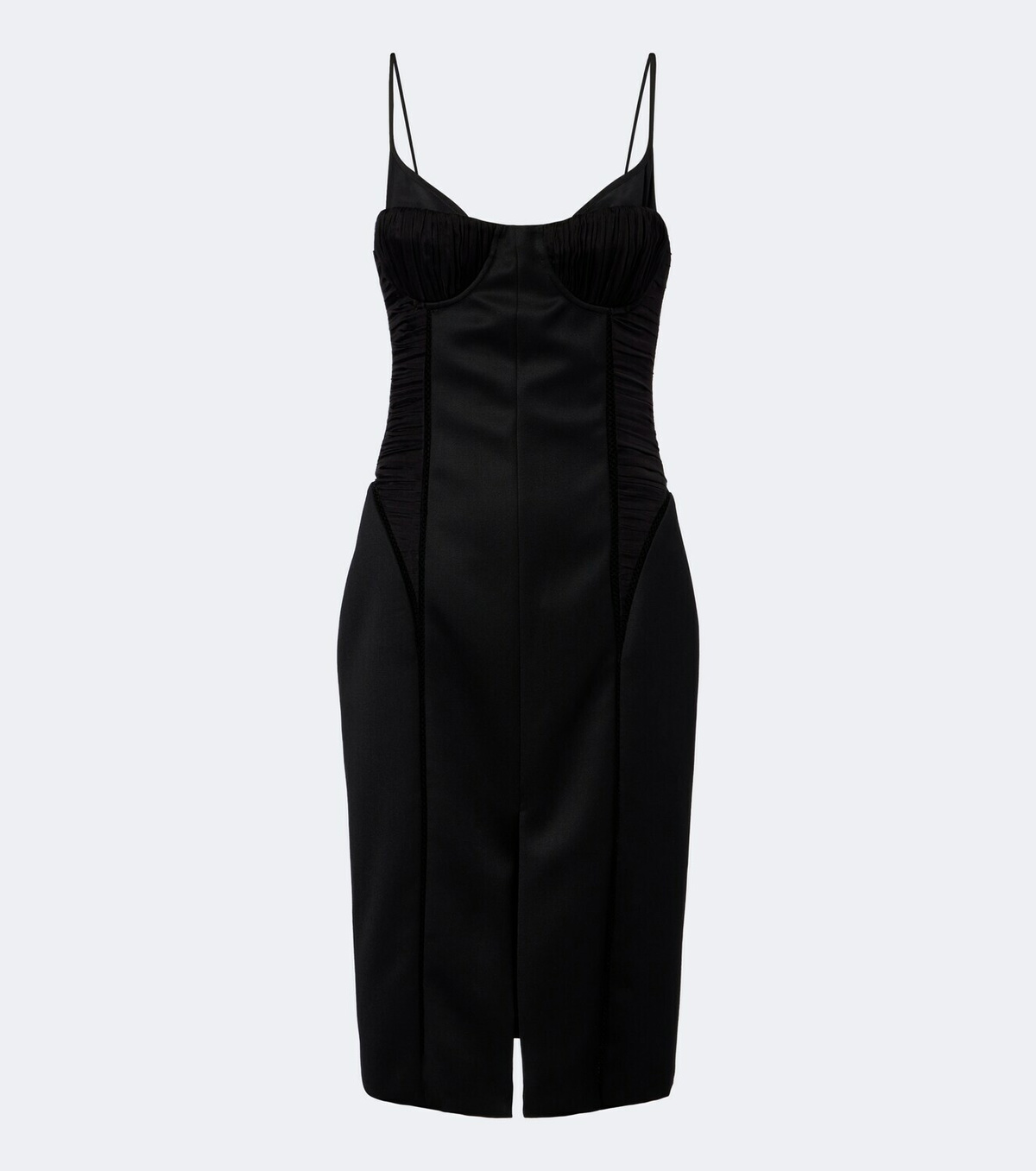 McQueen Paneled ruched wool cocktail dress