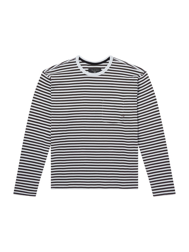 Photo: Rag & Bone - Striped Cotton-Jersey T-Shirt - Blue