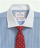 Brooks Brothers Men's X Thomas Mason Cotton Poplin English Collar, Stripe Dress Shirt | Blue