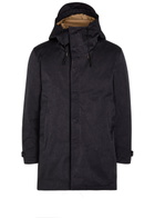 Ten C Quilted Hooded Parka Coat Blue