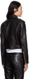 Balmain Black Zipped Leather Biker Jacket
