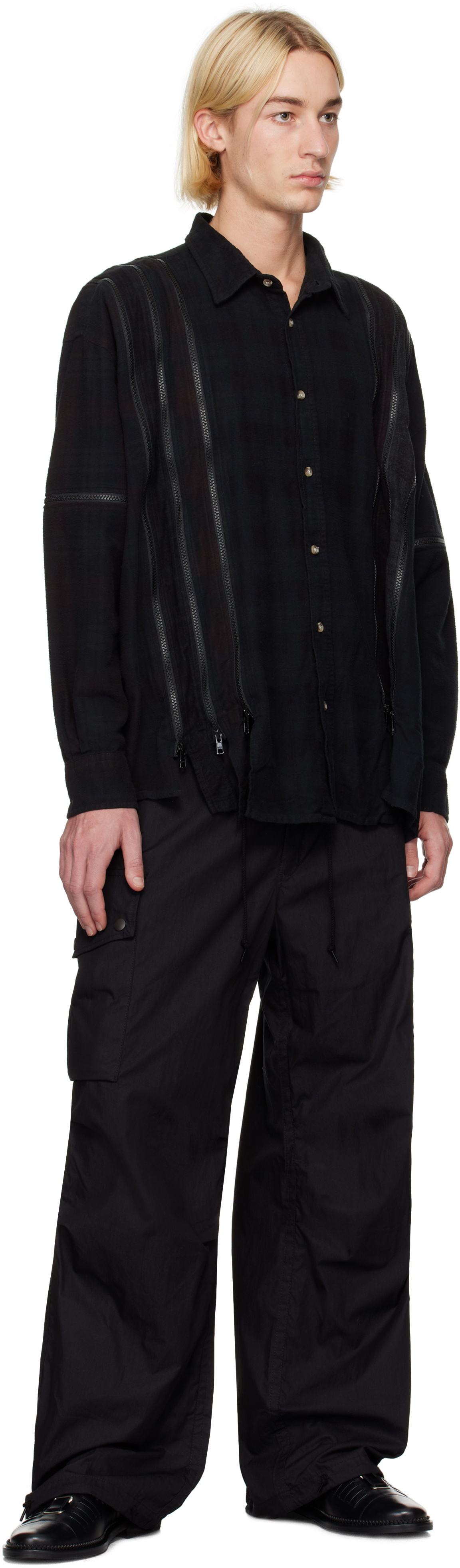 NEEDLES Black 7 Cuts Zipped Wide Shirt