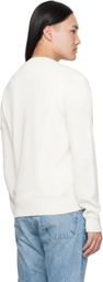 Ralph Lauren Purple Label White 'Polo Bear' Silk-Linen Sweater