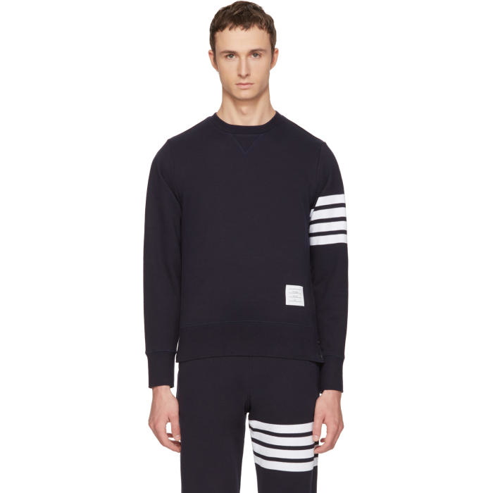 Photo: Thom Browne Navy Classic Four Bar Sweatshirt