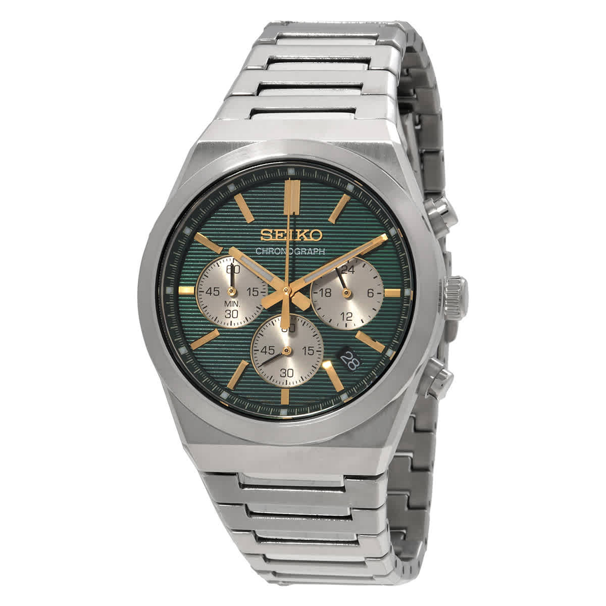 Seiko Sport Chronograph Quartz Green Dial Mens Watch SSB461P1