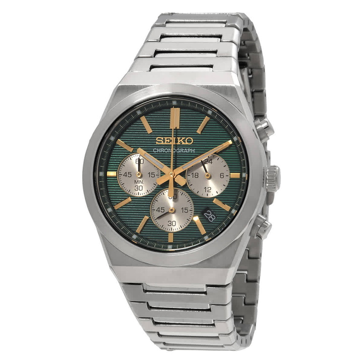 Photo: Seiko Sport Chronograph Quartz Green Dial Mens Watch SSB461P1