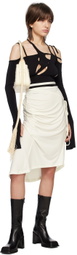 SRVC Off-White Ruched Midi Skirt