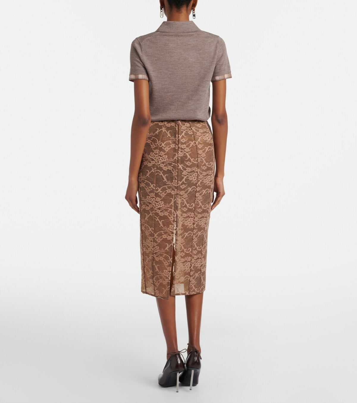 Acne Studios Floral lace midi skirt