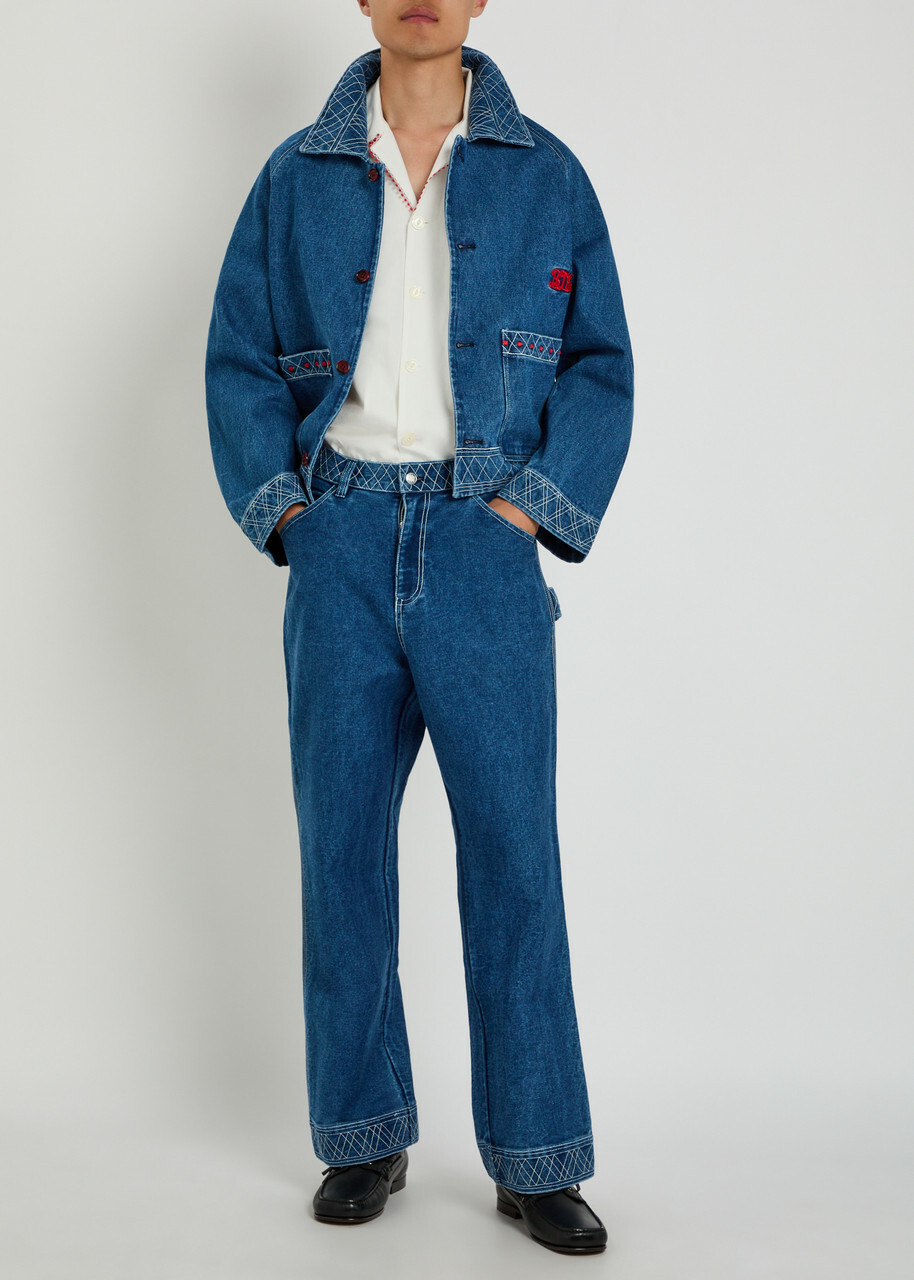 Bode Redbud Logo-embroidered Cotton-poplin Shirt White