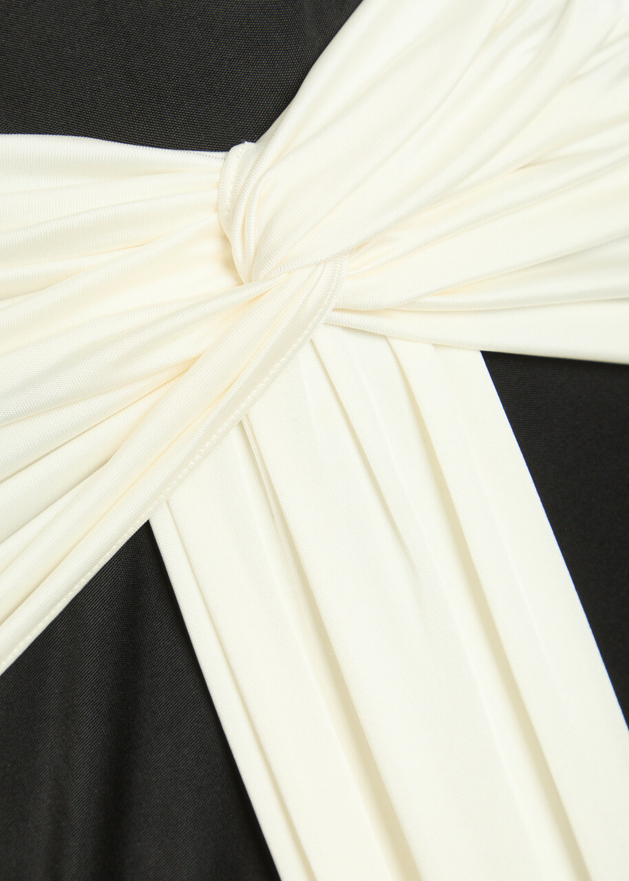 The New Arrivals Ilkyaz Ozel Euphorie Colour-block Ruched Stretch-jersey Maxi Dress Black And White