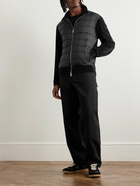 Moncler - Ribbed Cotton-Blend Chenille and Quilted Shell Down Zip-Up Cardigan - Black