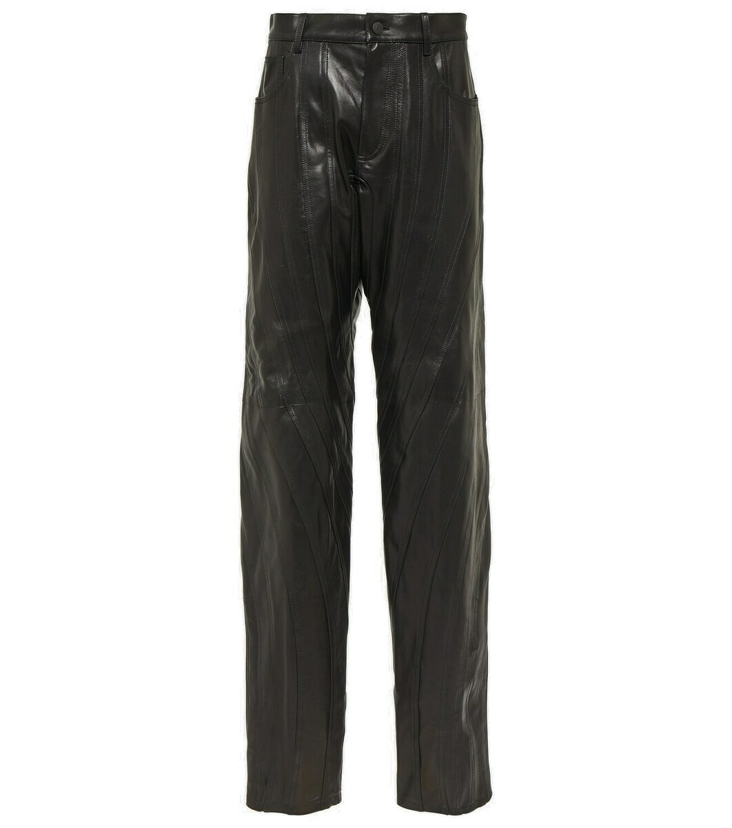 Mugler Low-rise leather straight pants Mugler