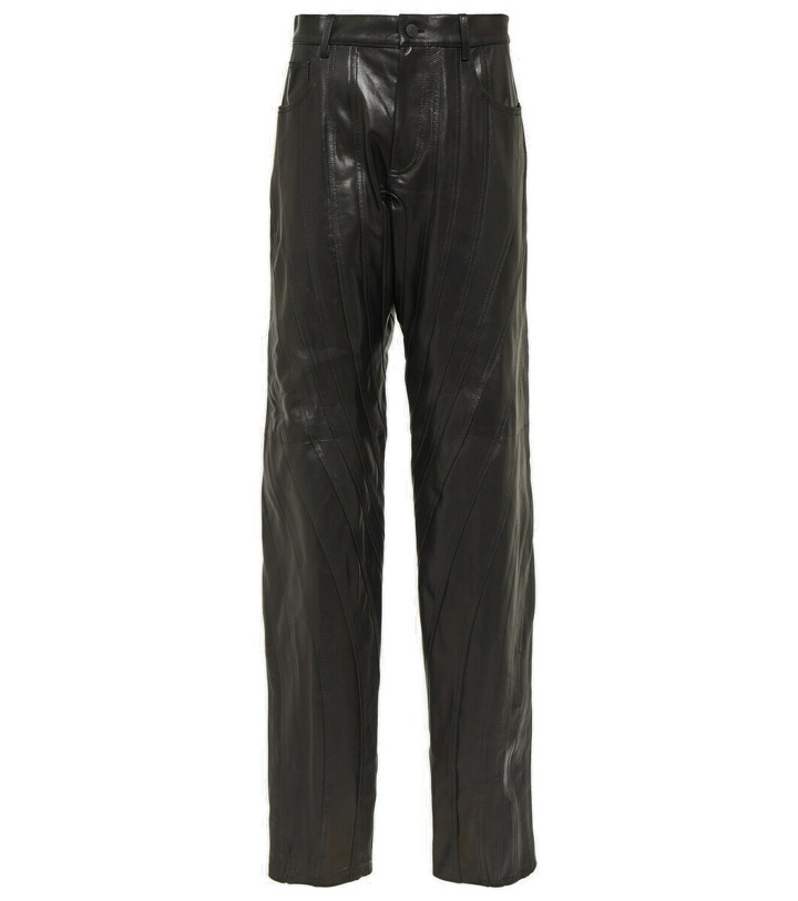 Photo: Mugler Low-rise leather straight pants