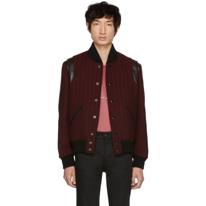 Photo: Saint Laurent Red and Black Teddy Bomber Jacket