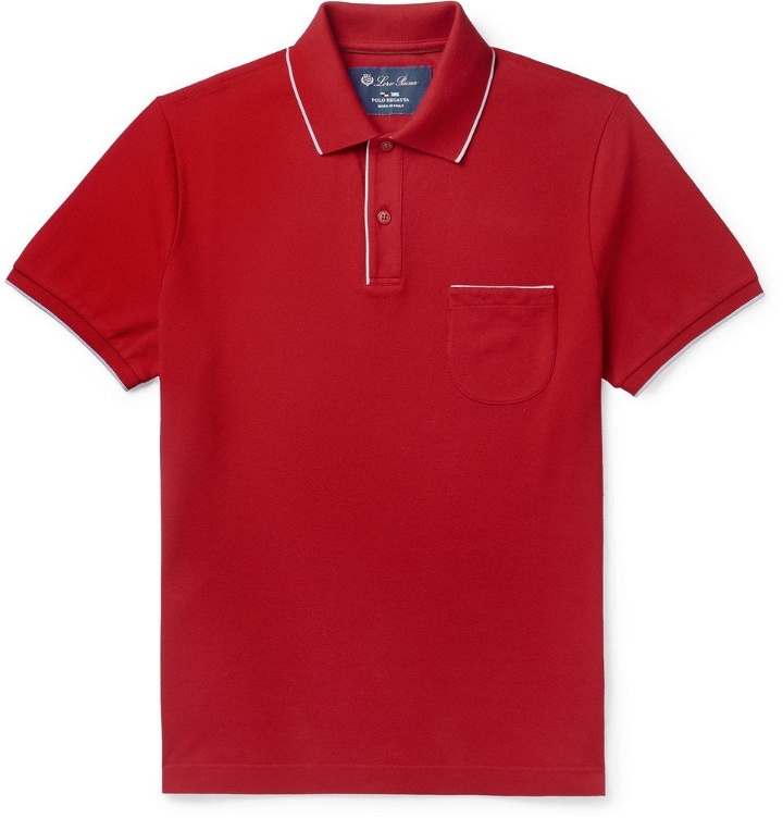 Photo: Loro Piana - Regatta Contrast-Tipped Stretch-Cotton Piqué Polo Shirt - Red