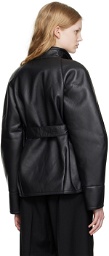 LVIR Black High-Neck Faux-Leather Jacket