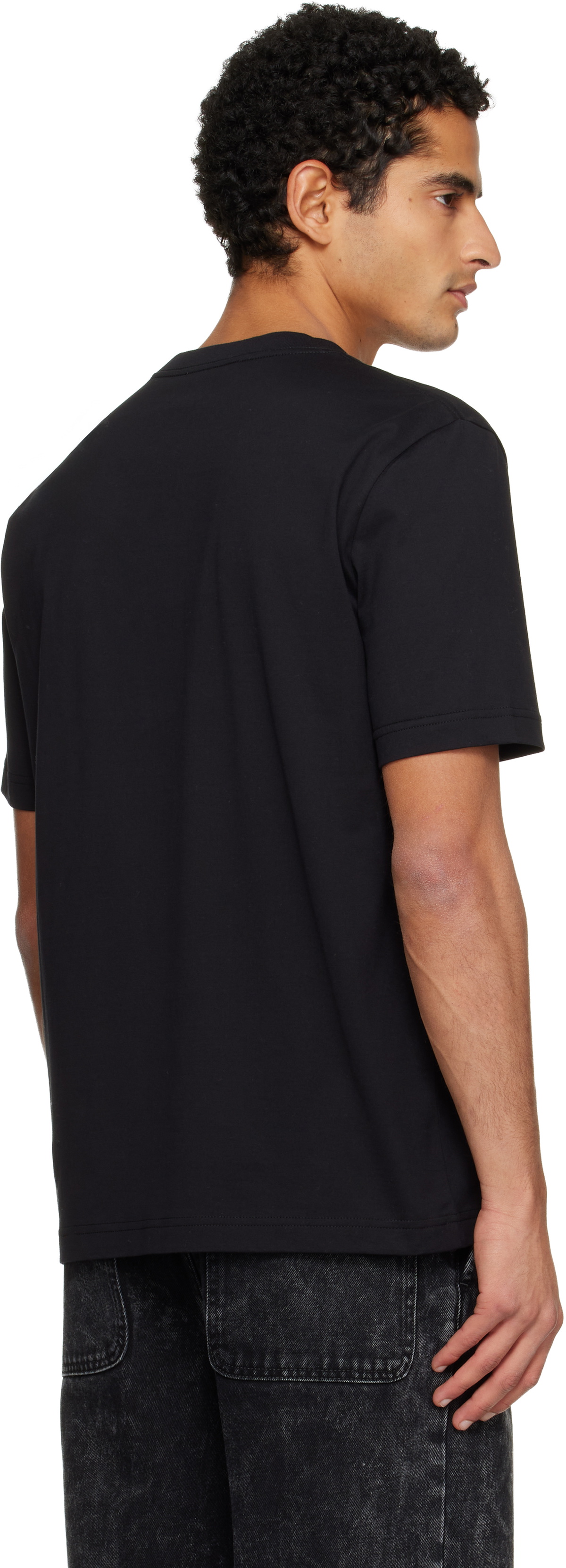 Lanvin Black 'Lanvin' Embroidered Cotton T-shirt