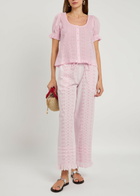 Damson Madder Lucinda Broderie-anglaise Cotton Trousers Light Pink