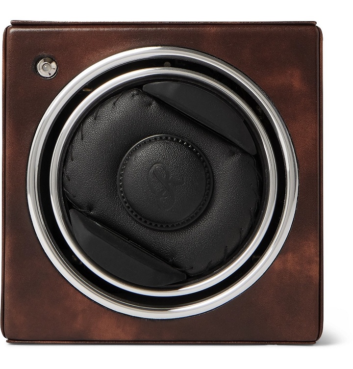 Photo: Rapport London - George Cleverley Leather, Aluminium and Cedar Wood Watch Winder - Brown