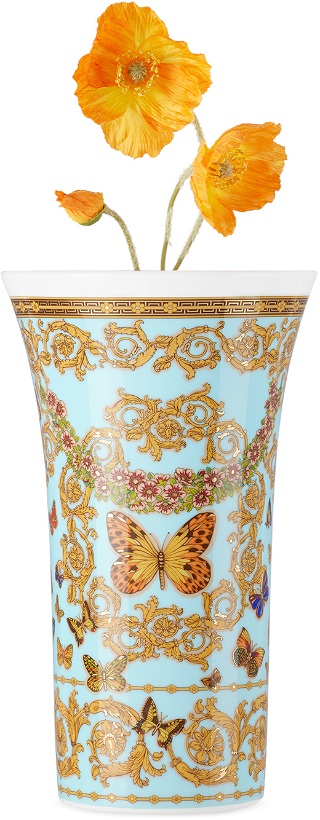 Photo: Versace Blue Rosenthal 'Le Jardin' Vase, 26 cm