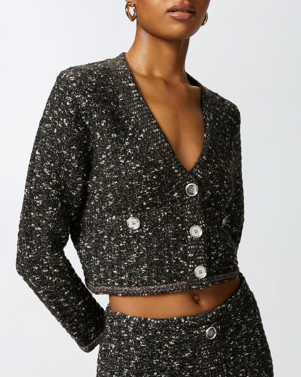 Pinko Round-neck cardigan with rhinestones main image 1