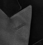 Kingsman - Black Grosgrain-Trimmed Cotton-Velvet Tuxedo Jacket - Black