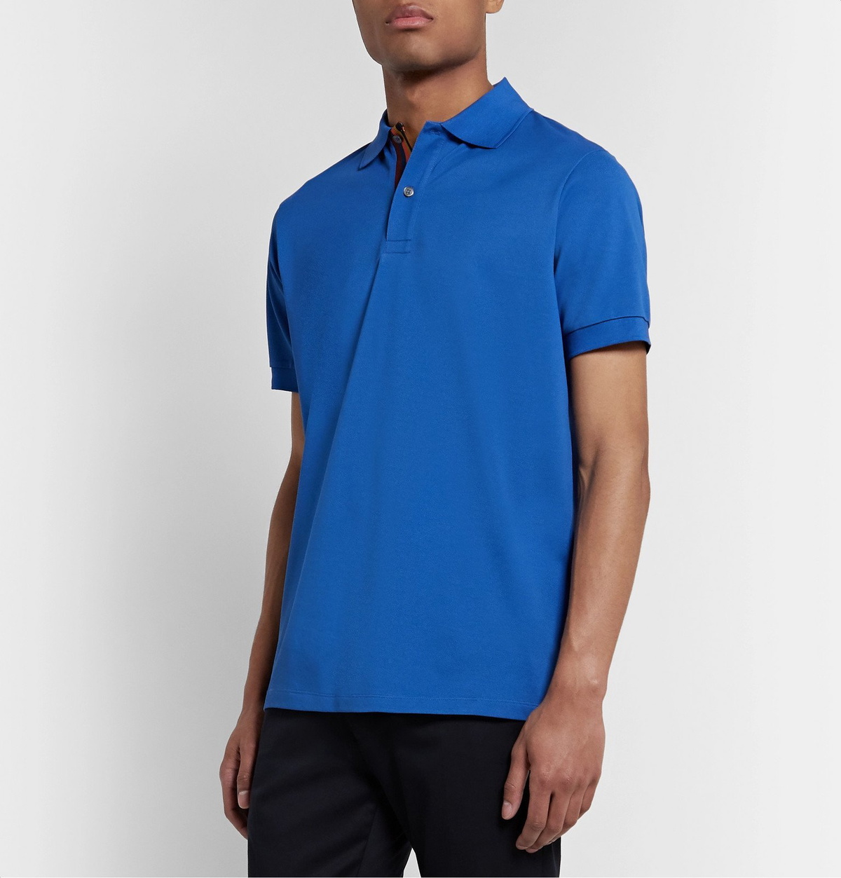 Navy Signature-striped cotton polo shirt, Paul Smith