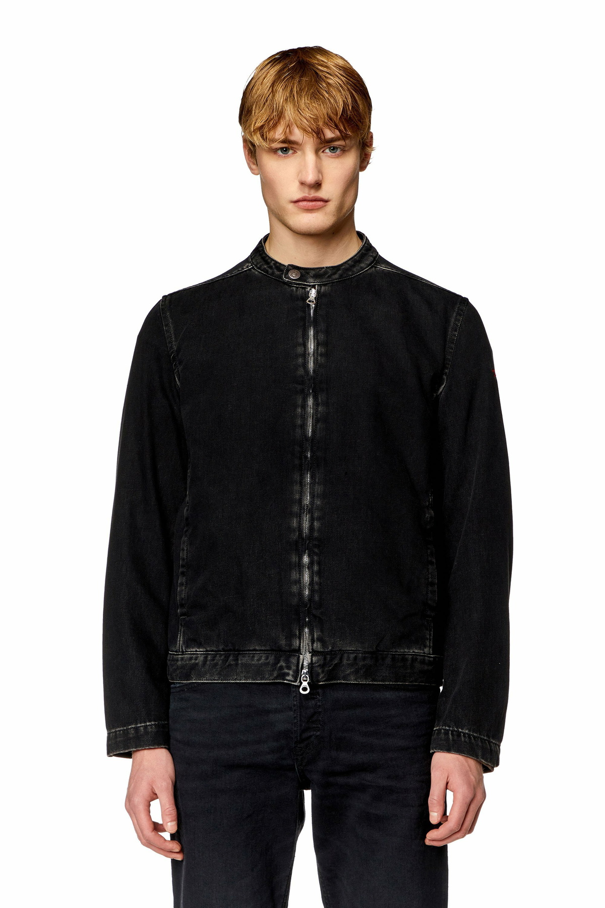 Diesel Moto jacket in clean-wash denim - Denim Jackets Mens in Black