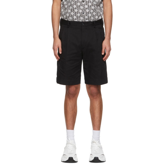 Photo: Dolce and Gabbana Black Double-Pleated Shorts