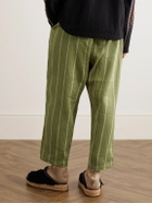 KAPITAL - Phillies Striped Linen and Cotton-Blend Drawstring Trousers - Green