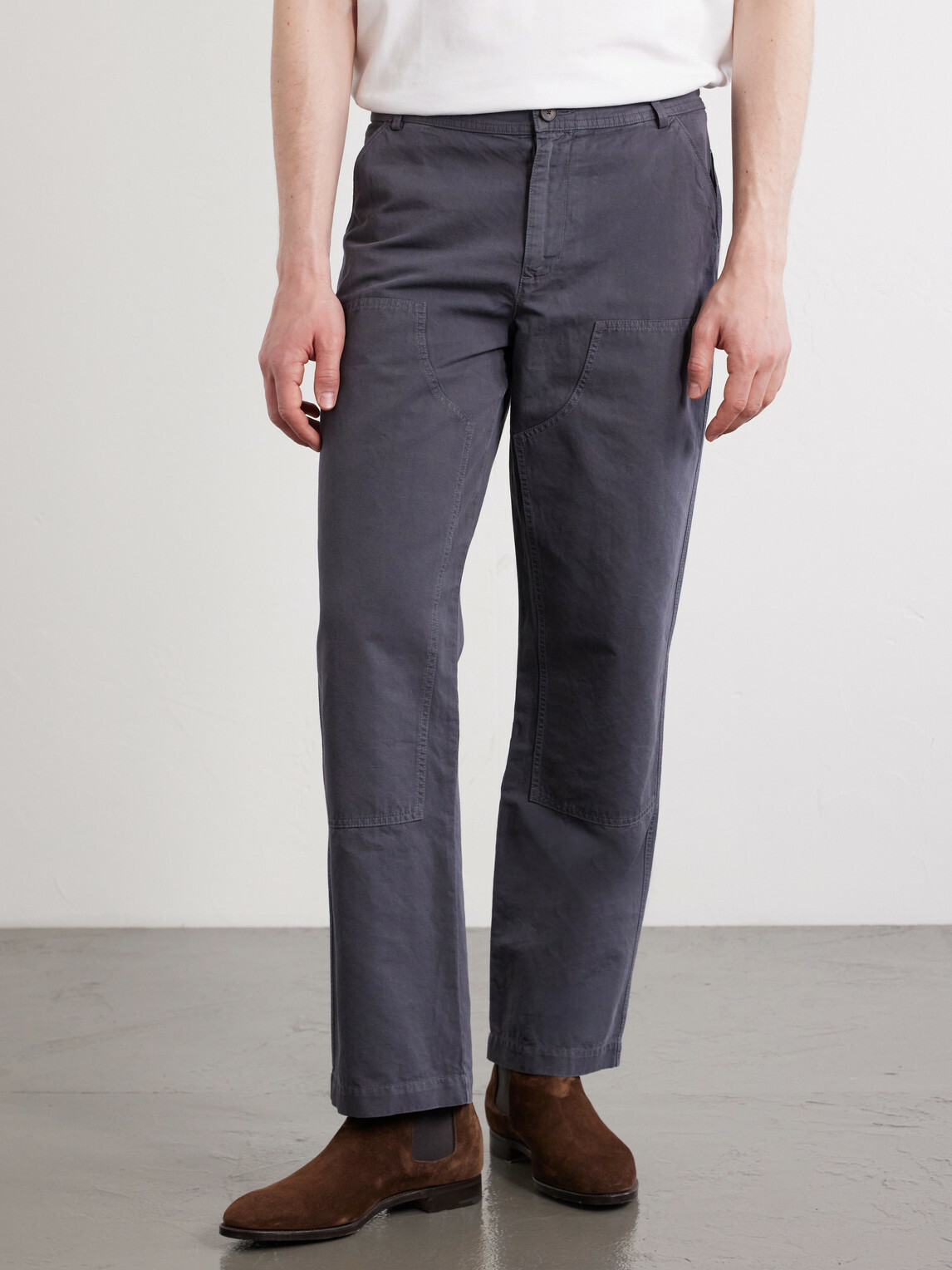 Mr P. - Straight-Leg Cotton and Linen-Blend Trousers - Gray