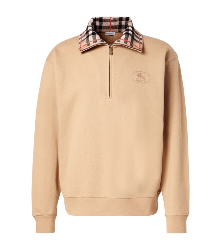 Photo: Burberry Burberry Check cotton jersey half-zip sweatshirt