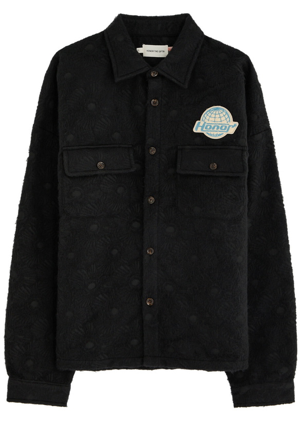 Photo: Honor The Gift Floral Jacquard Brushed-knit Overshirt Black
