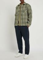 Wax London Whiting Checked Wool-blend Overshirt Green