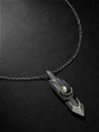 Jacques Marie Mage - Natrona Limited Edition Burnished Silver, Gold and Blackjack Turquoise Pendant Necklace