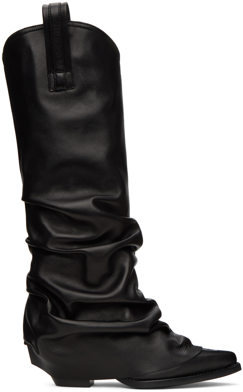 R13 Black Mid Cowboy Sleeve Boots R13