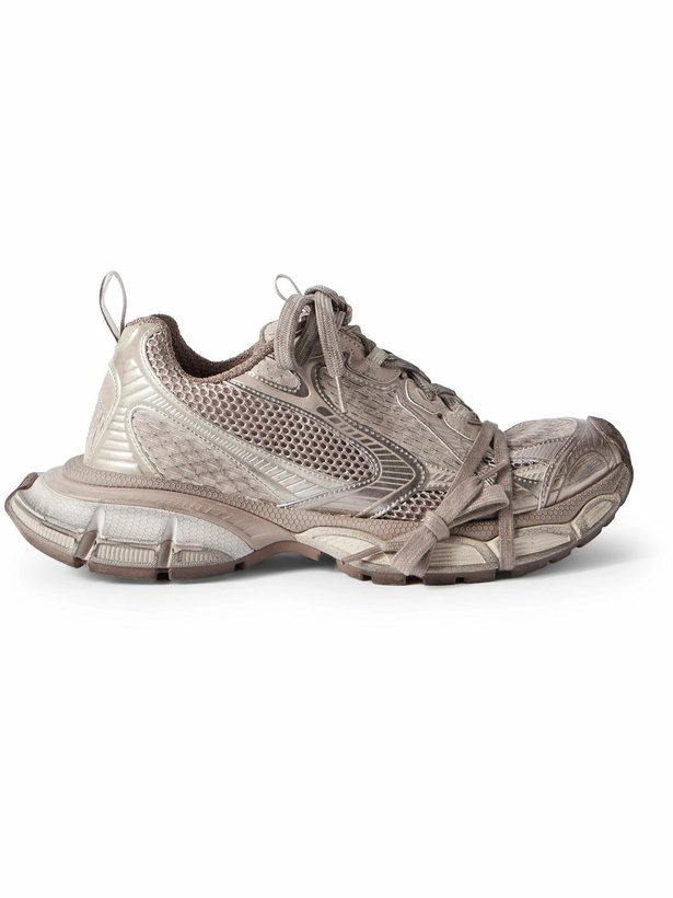 Photo: Balenciaga - 3XL Distressed Mesh and Rubber Sneakers - Neutrals