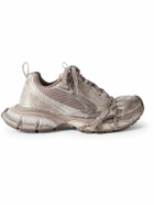 Balenciaga - 3XL Distressed Mesh and Rubber Sneakers - Neutrals