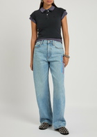 Alexanderwang.t Layered Shrunken Cotton-blend Polo Shirt Navy