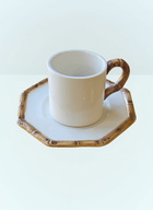 Les-Ottomans Set Of Two Bamboo Coffee Cups And Saucers