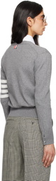 Thom Browne Gray Tennis Racquets 4-Bar Cotton V-Neck Cardigan
