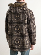 RRL - Hooded Plush-Trimmed Fleece Jacket - Brown